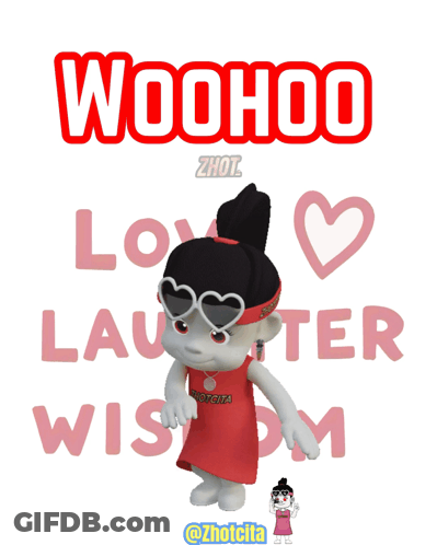 Cartoon Girl With Red Headband Woohoo GIF