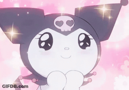 Cartoon Girl With Skull Head And Heart Eyes GIF