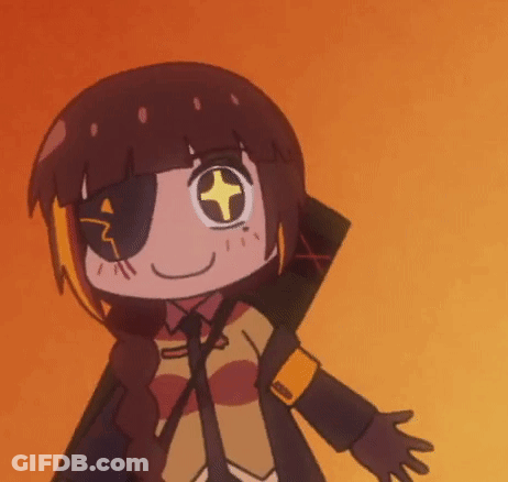Cartoon Girl With Star In Eye On Orange Background GIF