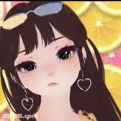 Cartoon Girl With Sunglasses And Heart Earrings GIF