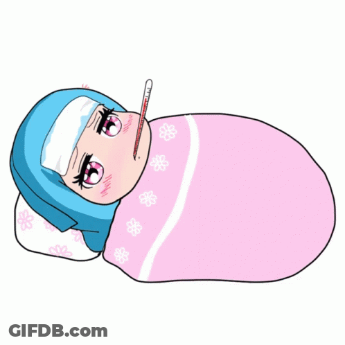 Cartoon Girl With Thermometer In Mouth GIF