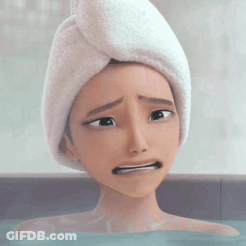 Cartoon Girl With Towel Taking Bath GIF