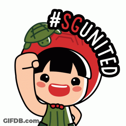 Cartoon Girl With Turtle On Head And #Sgunitted GIF
