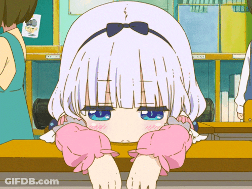 Cartoon Girl With White Hair And Blue Eyes Sitting GIF
