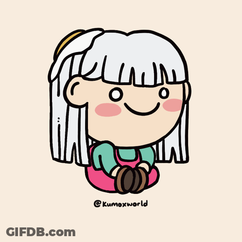Cartoon Girl With White Hair And @Kumoxworld GIF