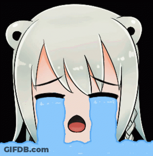Cartoon Girl With White Hair Crying Blue Tears GIF