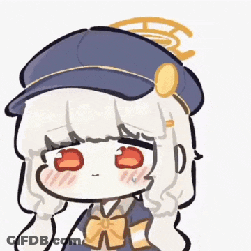Cartoon Girl With White Hair Red Eyes Blue Hat GIF