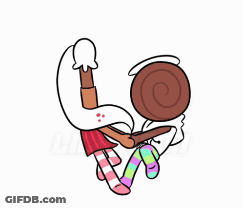 Cartoon Girls Holding Chocolate Rolls GIF