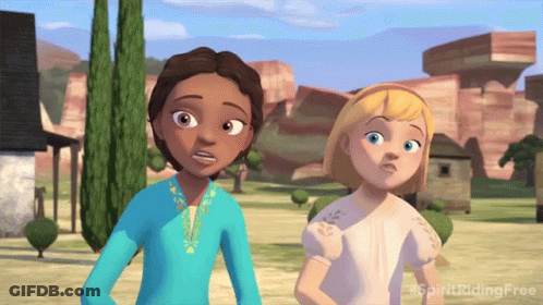 Cartoon Girls Next To Each Other Spirit Riding Free GIF
