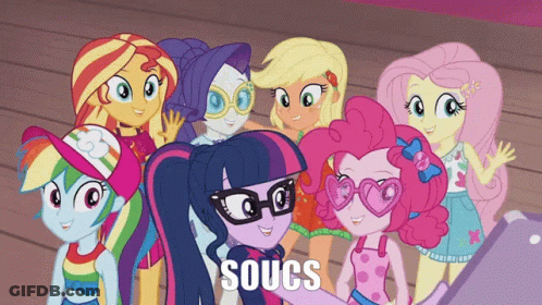 Cartoon Girls Posing With Soucs GIF