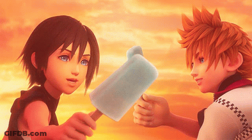 Cartoon Giving Another Character Ice Cream GIF