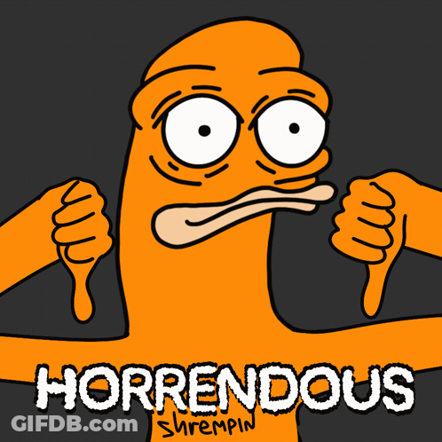 Cartoon Giving Thumbs Down Horrendous Shrepin GIF