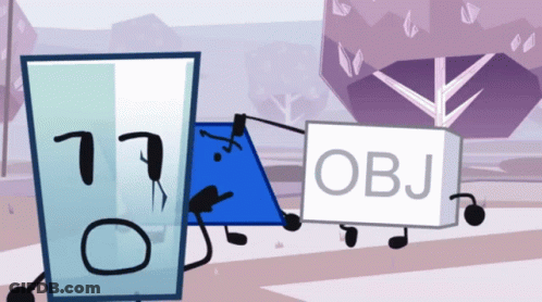 Cartoon Glass And Block Saying Obj GIF