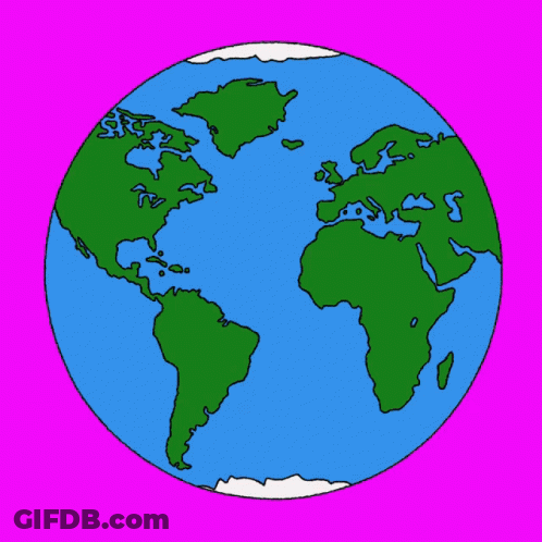 Cartoon Globe With Fist Signs GIF