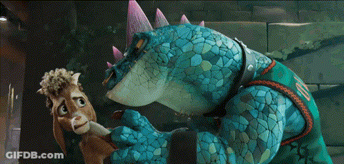 Cartoon Goat And Lizard Playing Cards GIF