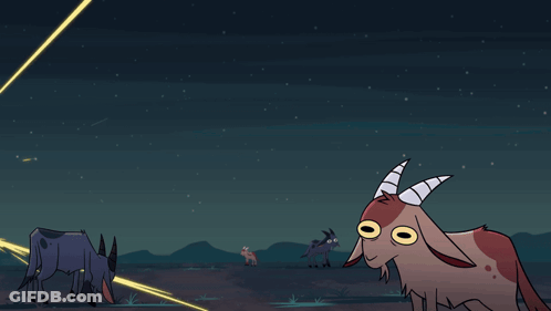 Cartoon Goat Attacked By Demon GIF