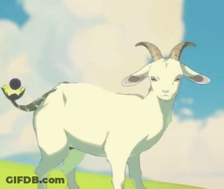 Cartoon Goat Face Close Up Yellow Background GIF