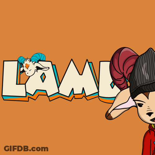 Cartoon Goat In Beanie And Hoodie With Word Lambs GIF