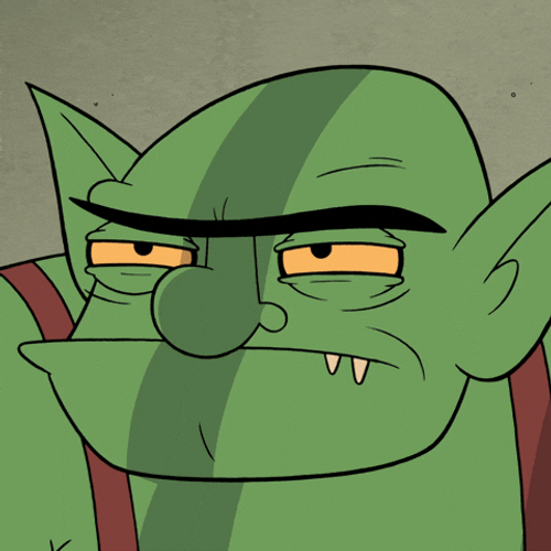 Cartoon Goblin Intense Eyes Living In Cave GIF