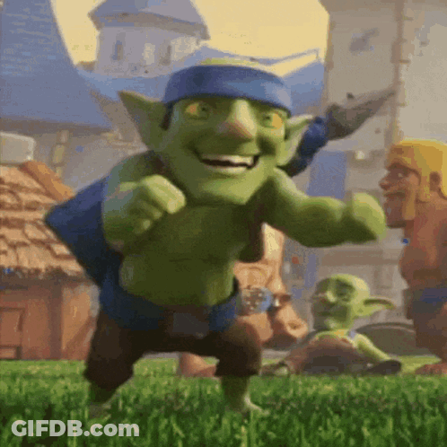 Cartoon Goblin With Blue Headband GIF