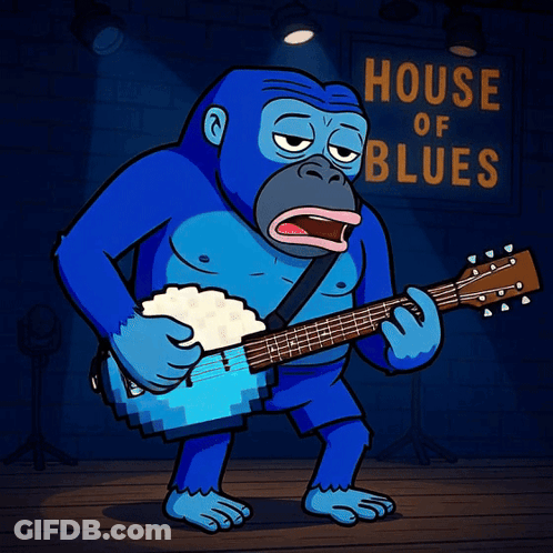 Cartoon Gorilla Playing Guitar At House Of Blues GIF