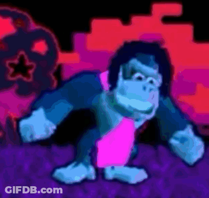 Cartoon Gorilla Standing On Purple Surface GIF