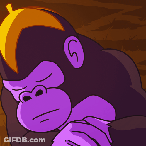 Cartoon Gorilla With Purple Head GIF