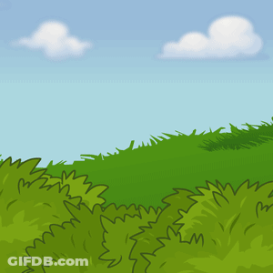 Cartoon Grassy Hill With Blue Sky And Clouds GIF