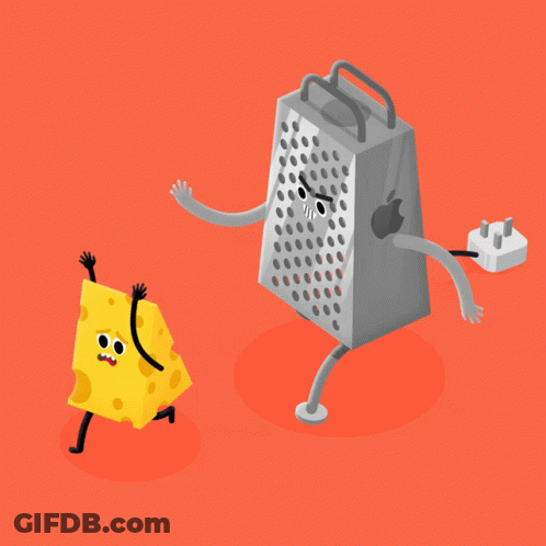 Cartoon Grater And Cheese With Arms And Legs GIF