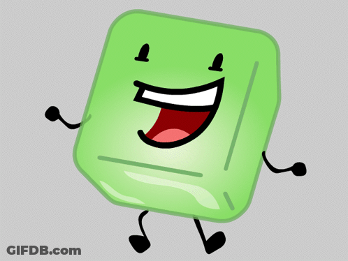 Cartoon Green Cube With Arms And Legs GIF