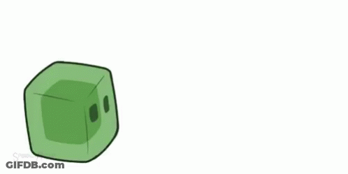 Cartoon Green Cube With Eyes GIF