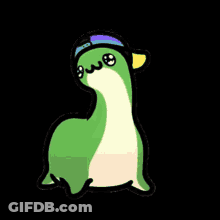 Cartoon Green Duck Wearing Hat GIF