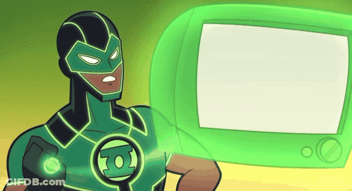 Cartoon Green Lantern Holding Green Screen GIF