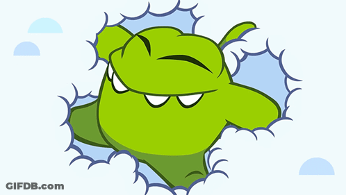 Cartoon Green Monster With Cloudy Background GIF