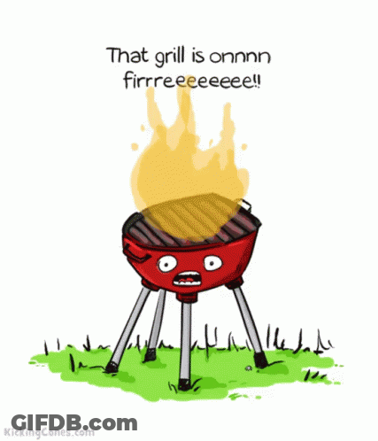 Cartoon Grill Saying That Grill Is Onnnn Firrreeee GIF