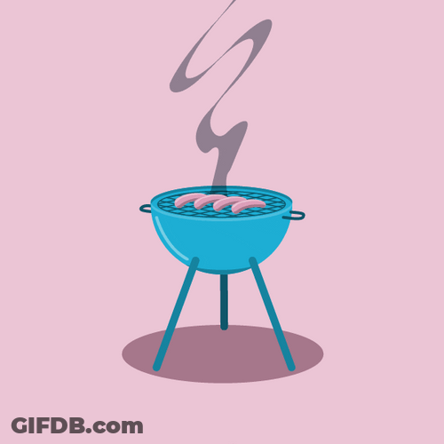 Cartoon Grill Smoking Lilac Background GIF