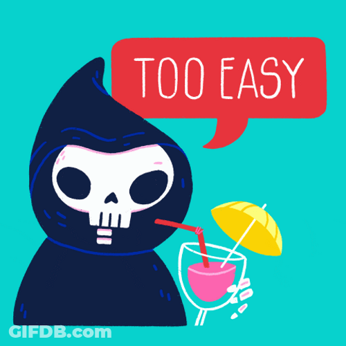 Cartoon Grim Reaper Sipping Cocktail GIF