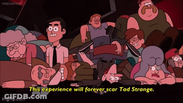 Cartoon Group Saying This Experience Will Forever Scar Tad S GIF