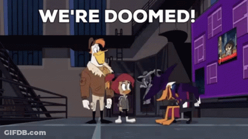 Cartoon Group Saying We're Doomed GIF