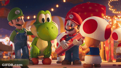 Cartoon Group With Mario And Yoshi GIF