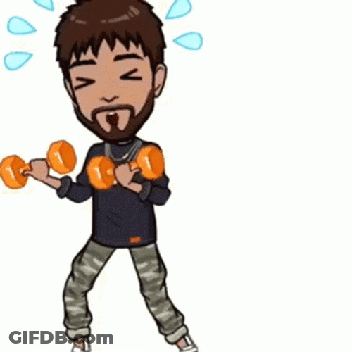 Cartoon Gym Buff Working Out GIF