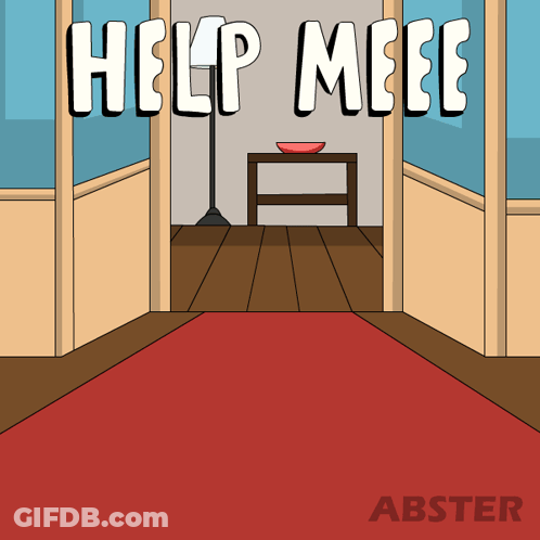 Cartoon Hallway With Help Meee GIF