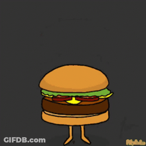 Cartoon Hamburger With Bun And Toppings GIF