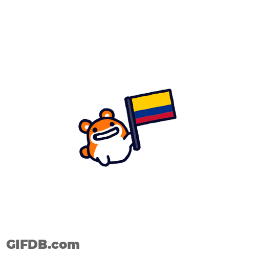 Cartoon Hamster Holding Colombia Flag GIF