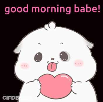 Cartoon Hamster Holding Pink Heart Good Morning Babe GIF