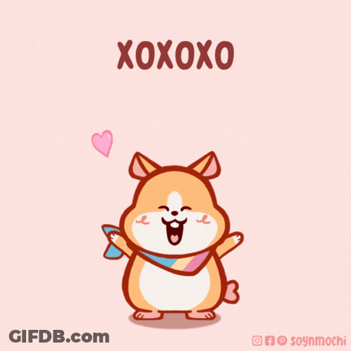 Cartoon Hamster Saying XOXOX GIF