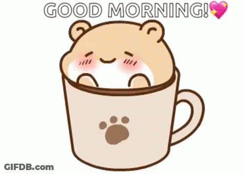 Cartoon Hamster Sitting In Coffee Cup GIF