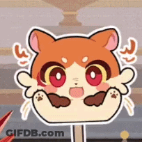 Cartoon Hamster Sitting On Stick With Paws Out GIF