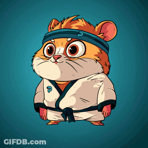 Cartoon Hamster Wearing Headband With Letter P GIF
