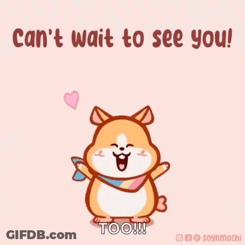 Cartoon Hamster With Scarf In Front Of Pink Background With Hearts GIF